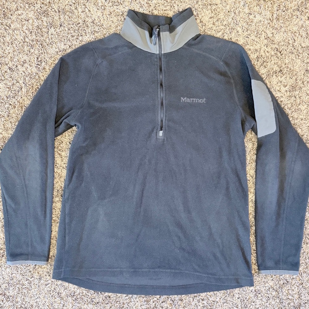 Marmot Polartec Fleece Quarter Zip Pullover Mens Medium Gray V81050-1-KHAM 1